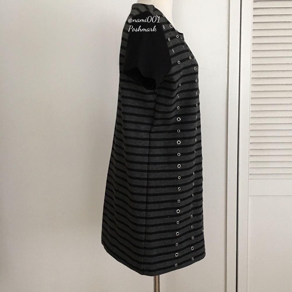 Michael Kors Derby Tunic Top Black/Gray Stripe NWOT - Picture 3 of 7
